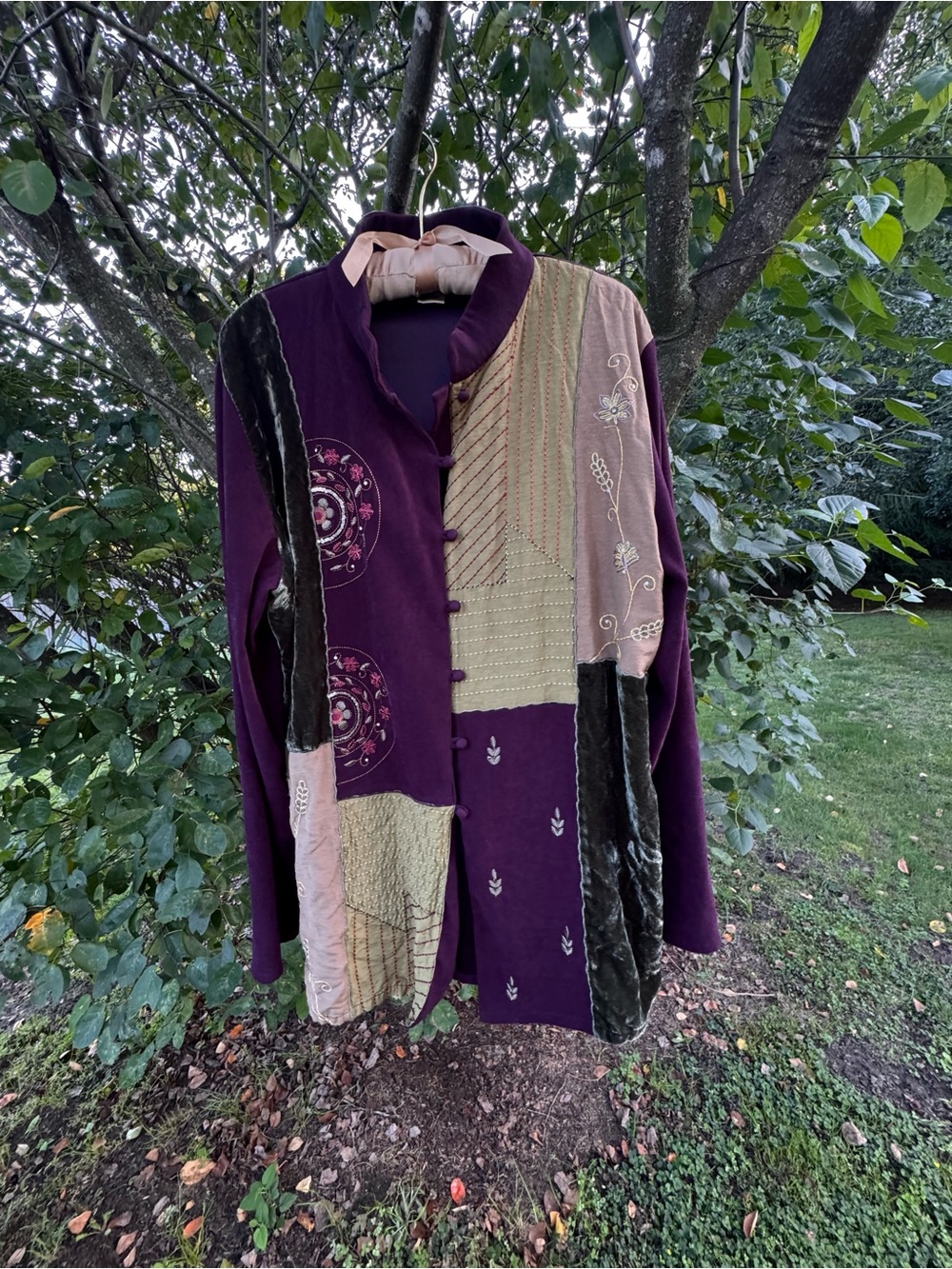 dressbarn Patchwork Embroidered Purple & Pink Blazer